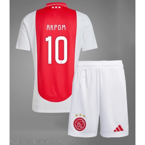 Camisa de Futebol Ajax Chuba Akpom #10 Equipamento Principal Infantil 2024-25 Manga Curta (+ Calças curtas)